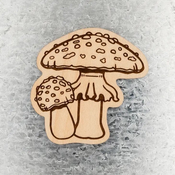 Fly Agaric Mushroom Wood Magnet