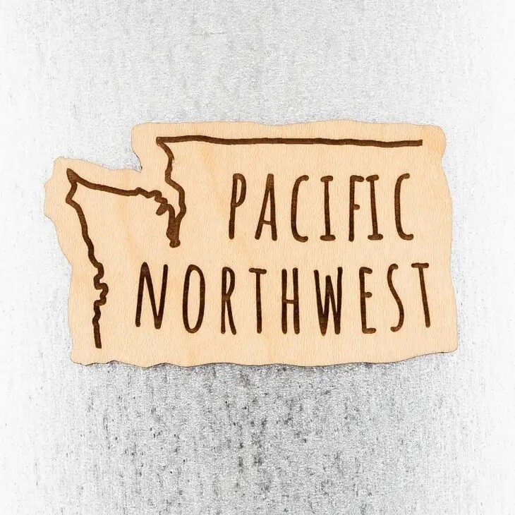 Pacific Northwest Washington State Wood Magnet