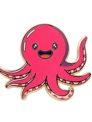 Cute Animal Enamel Pin Lapel Pins - Pink Octopus