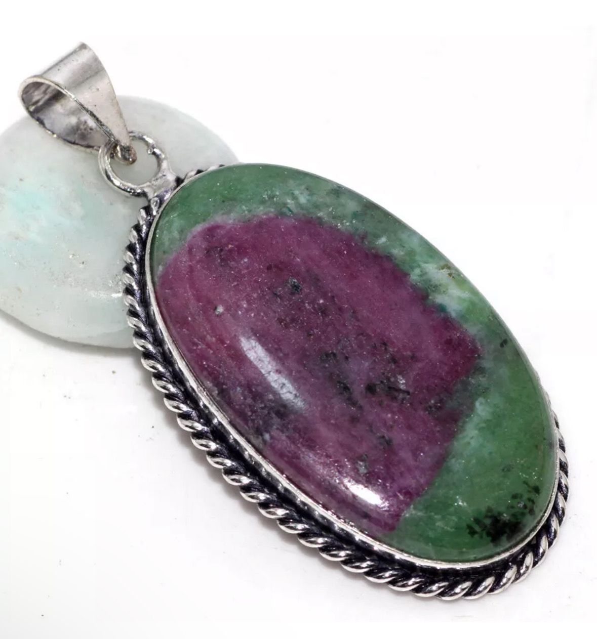 Ruby Zoisite Gemstone Pendant 2.1&quot;