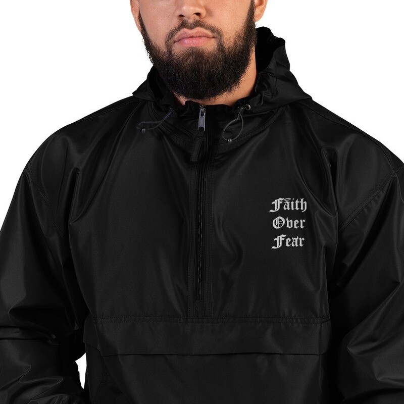 Faith Over Fear X Champion Wind Breaker (Black)
