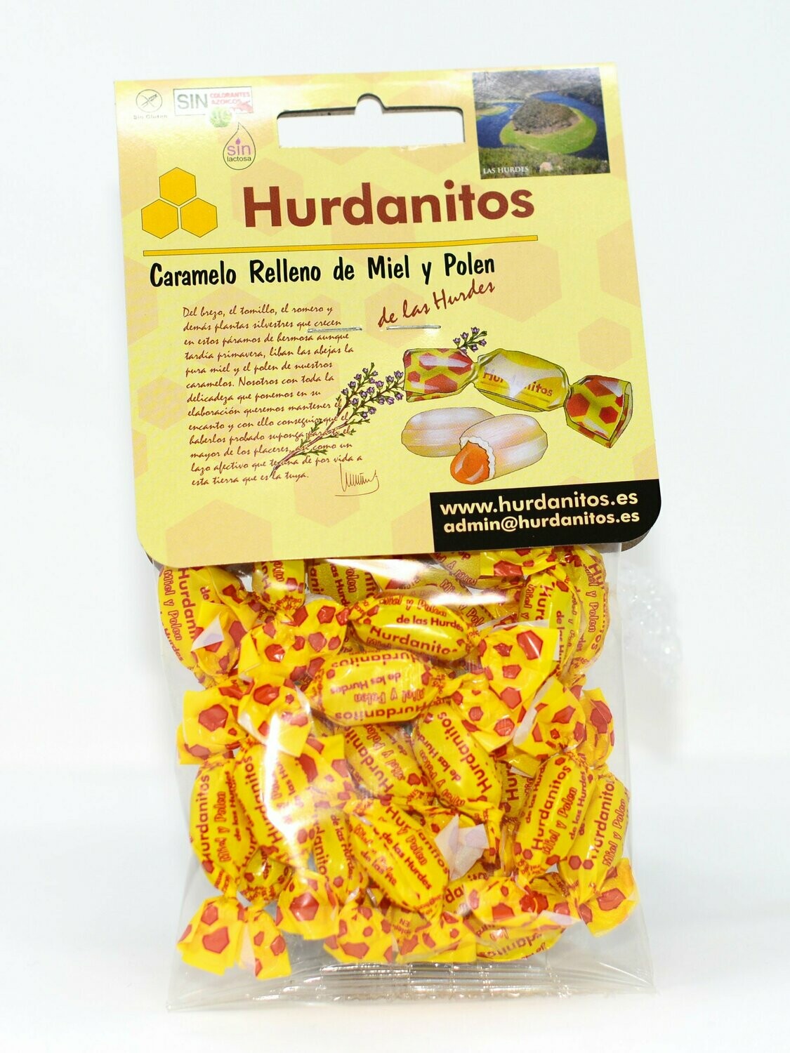 HURDANITOS CARAMELO RELLENOS DE MIEL Y POLEN 85 G HURDANITOS CARAMELO RELLENOS DE MIEL Y POLEN 85 G