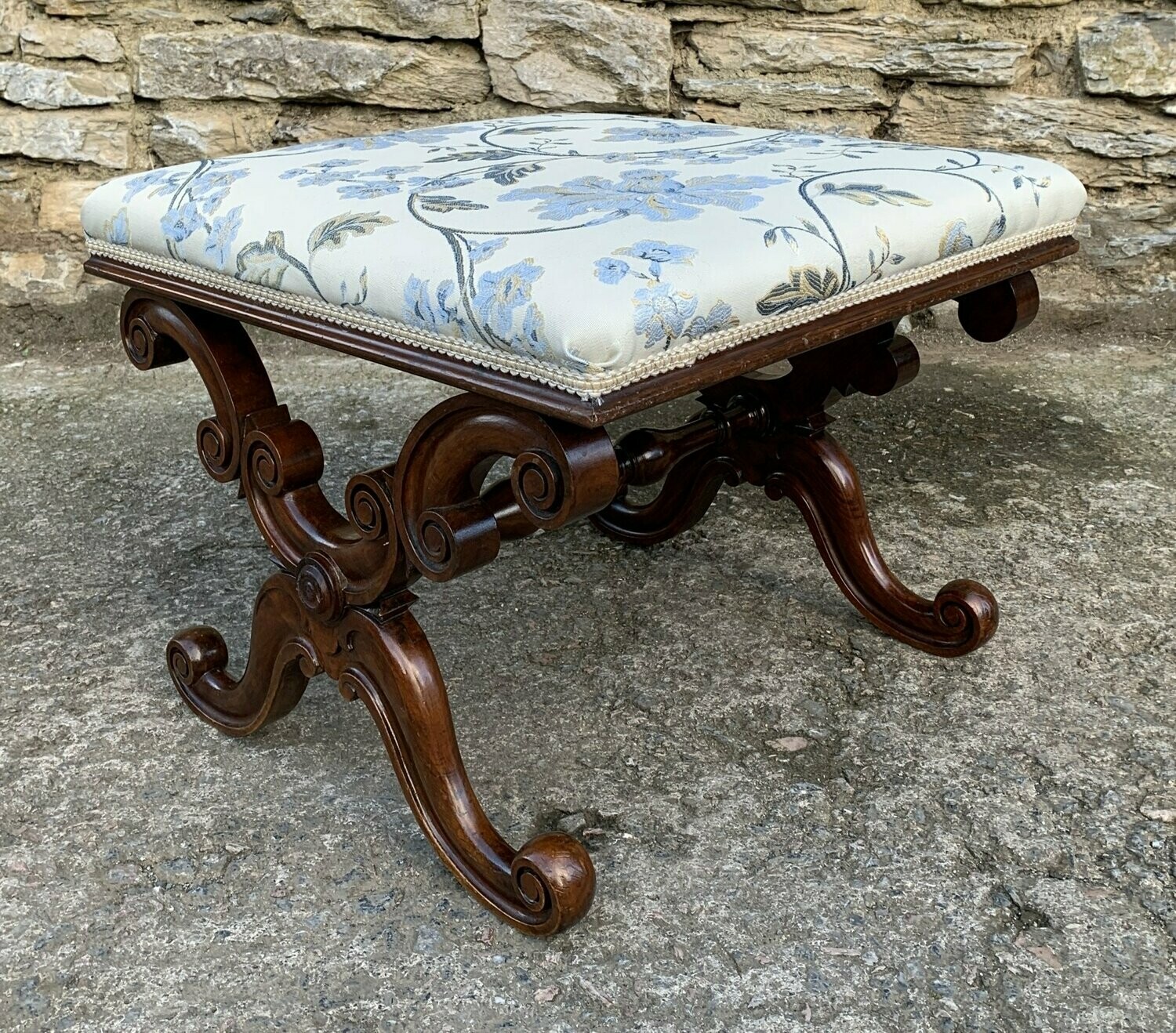 Victorian Mahogany X Frame Stool