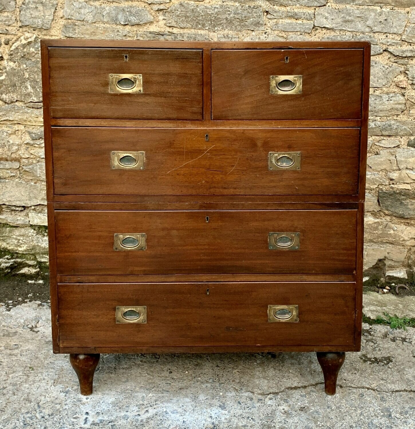 Antique Teak Campaign Chest of Drawers