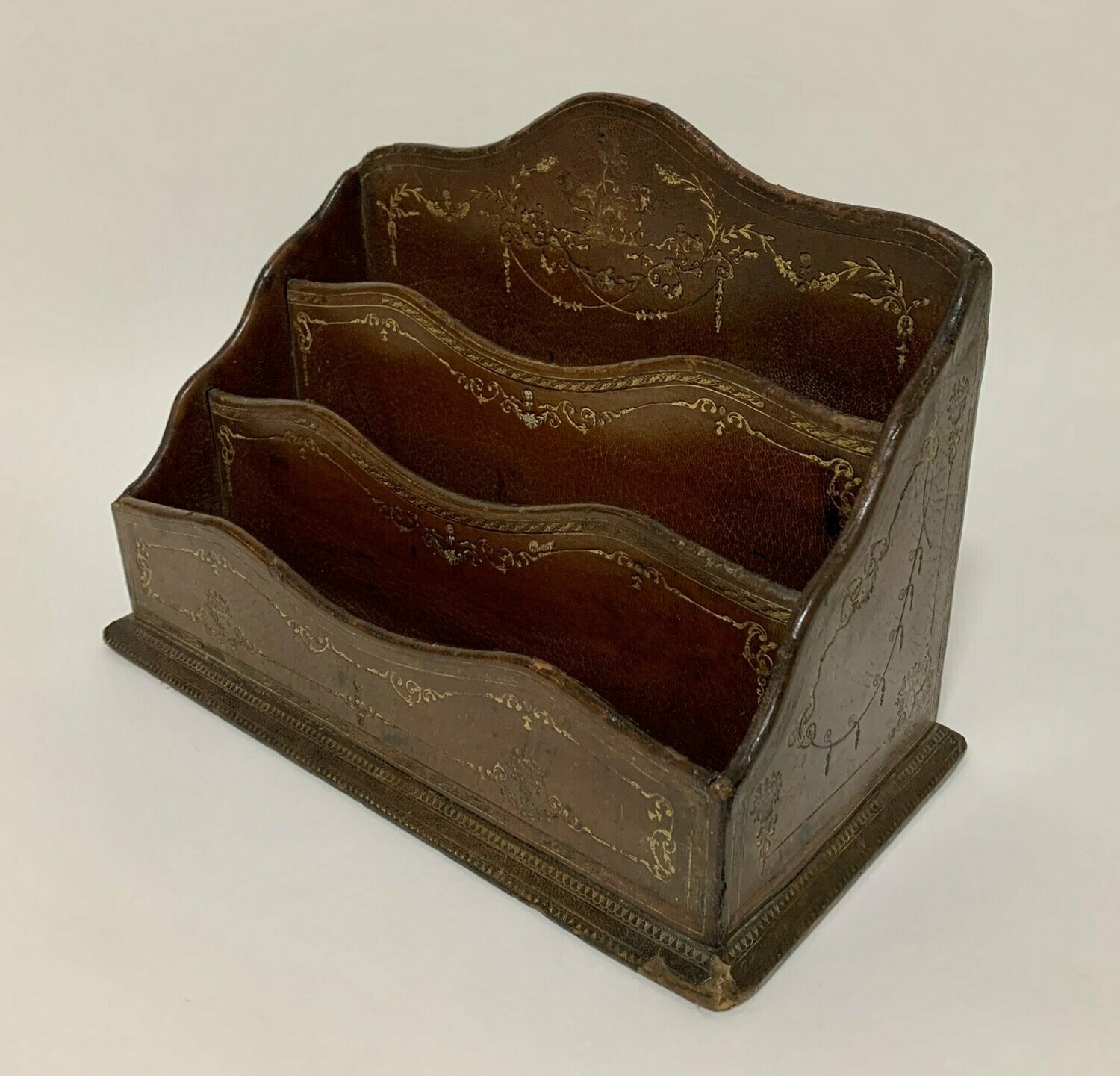 Antique Leather Letter Rack