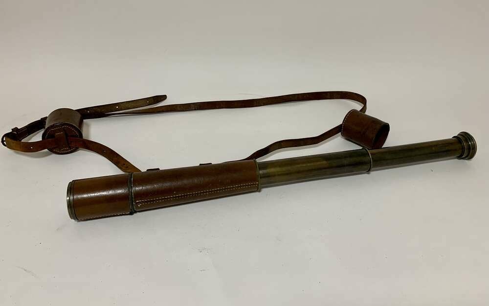 Antique Britannic Leather Clad Telescope