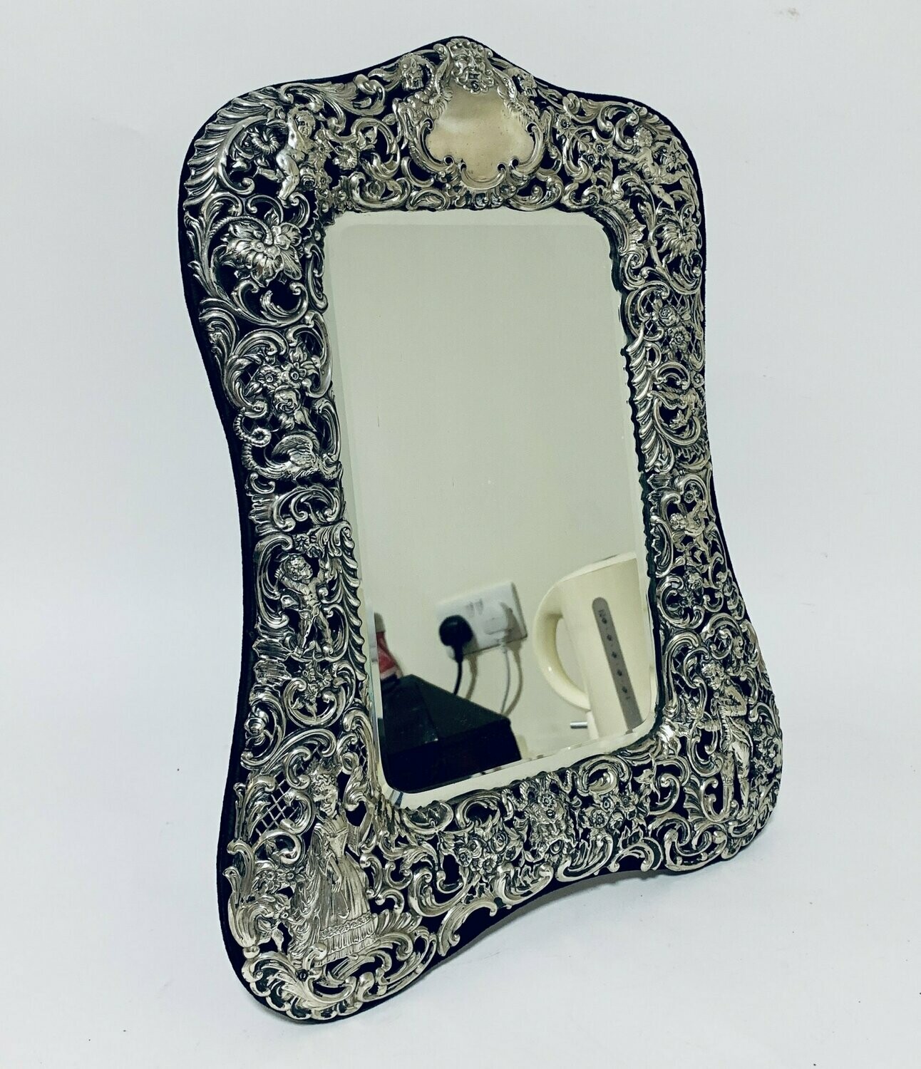 Large Victorian Silver Dressing Table Mirror