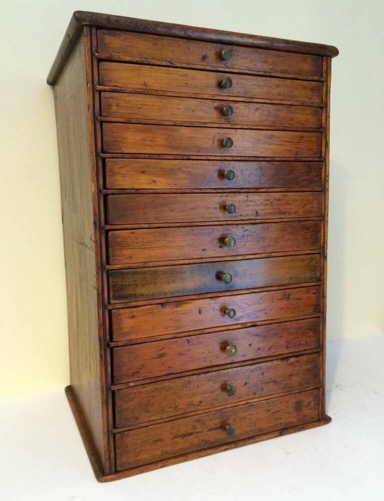 Antique Collectors Cabinet of 12 Drawers