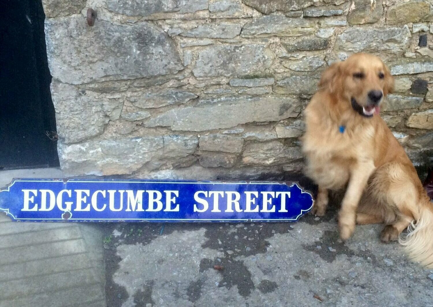 Antique Enamel Road Name Sign Edgecumbe St