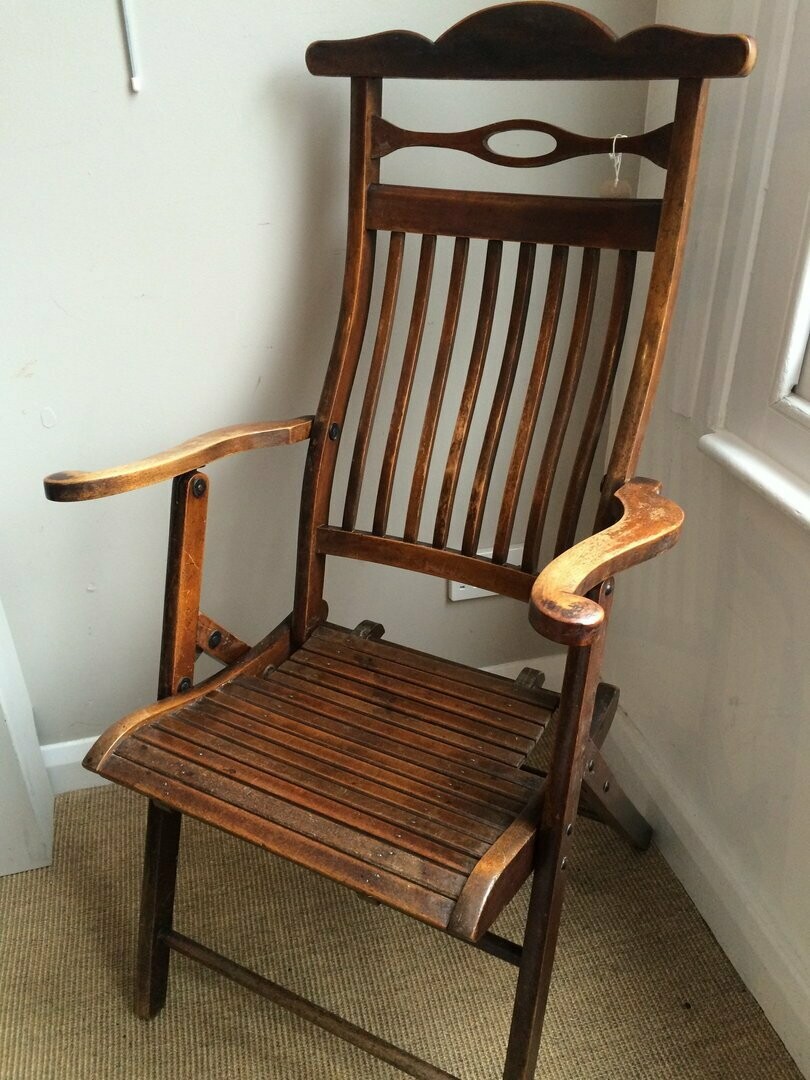 Vintage 1920s Folding Steamer Chair