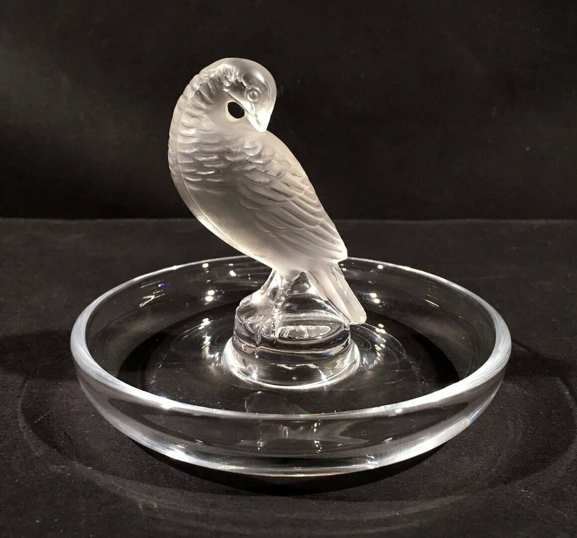 Lalique Glass Pigeon Pin Dish