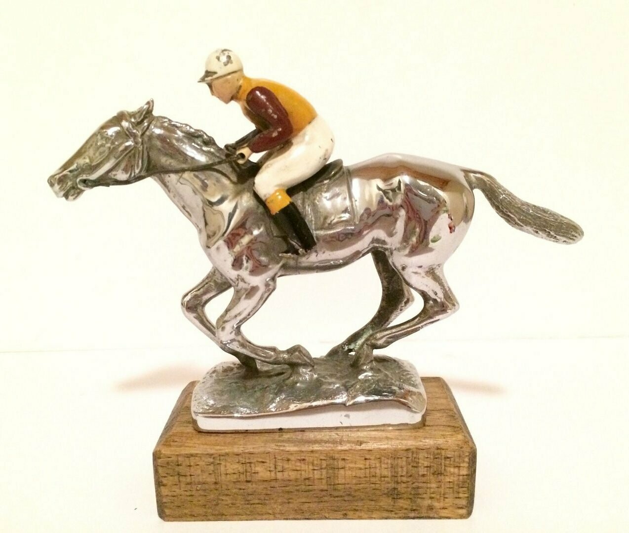 Vintage Horse and Jockey Chrome Car Mascot