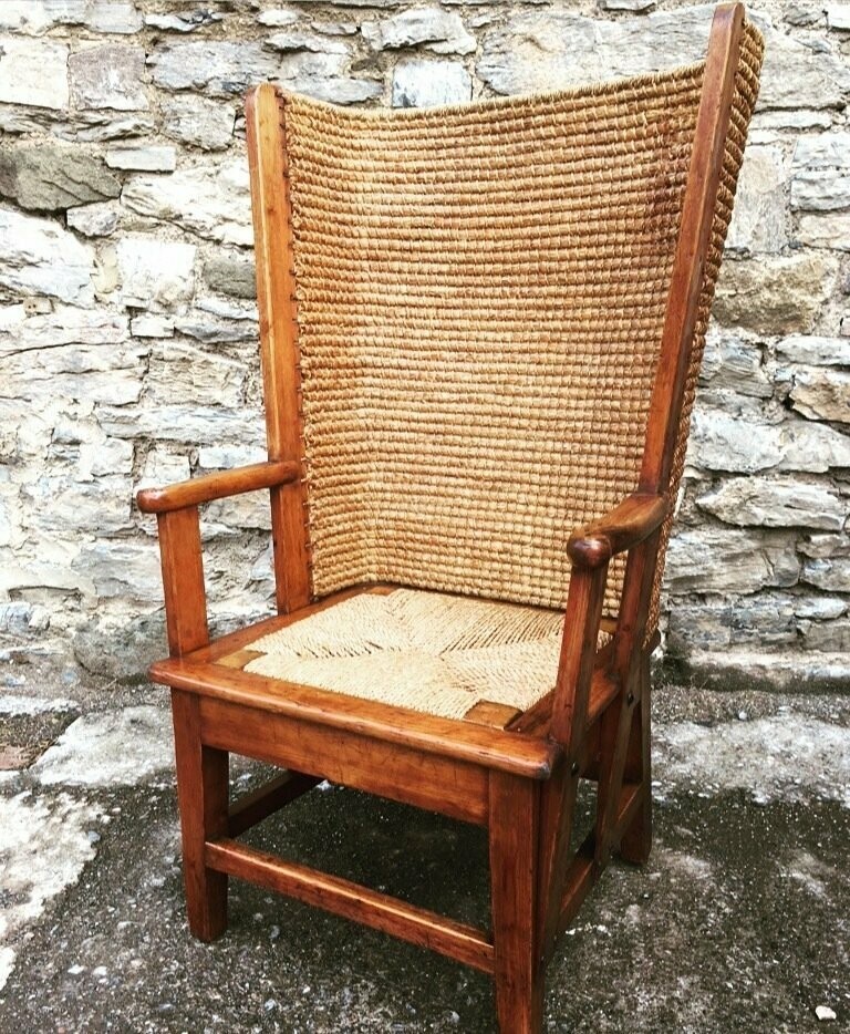 Antique Orkney Shepherds Chair Straw and Pine