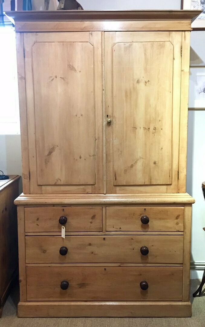 Victorian Pine Linen Press Cupboard