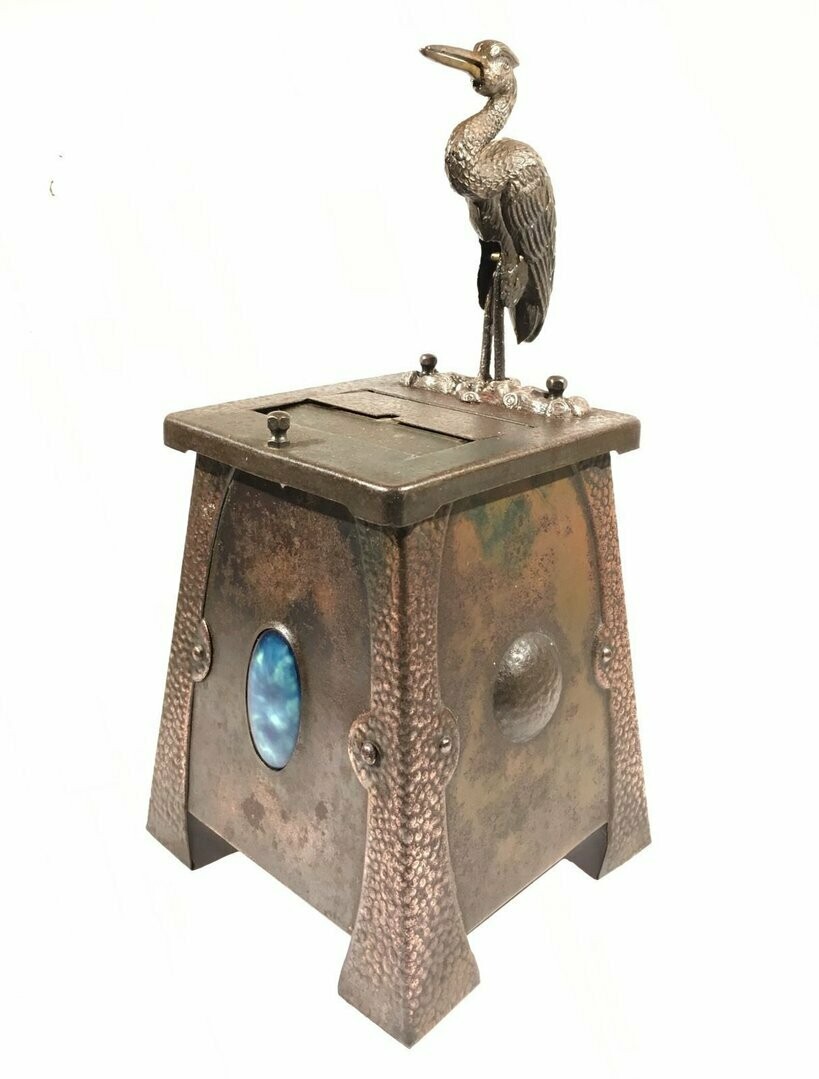 Arts and Crafts Heron Cigarette Dispenser