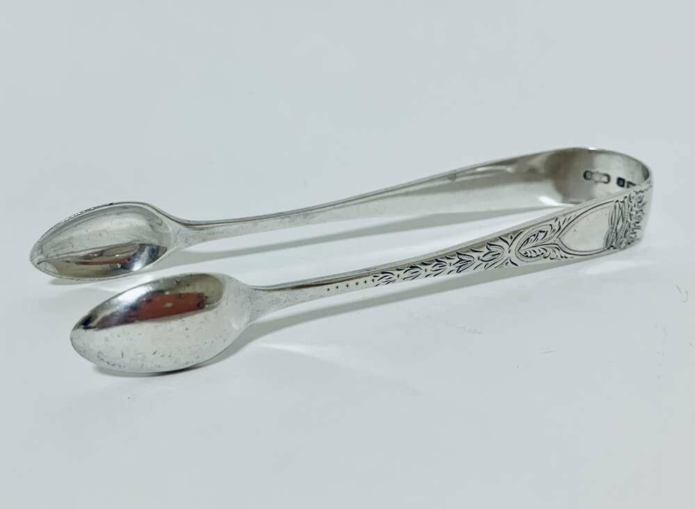 Antique Solid Silver Sugar Tongs