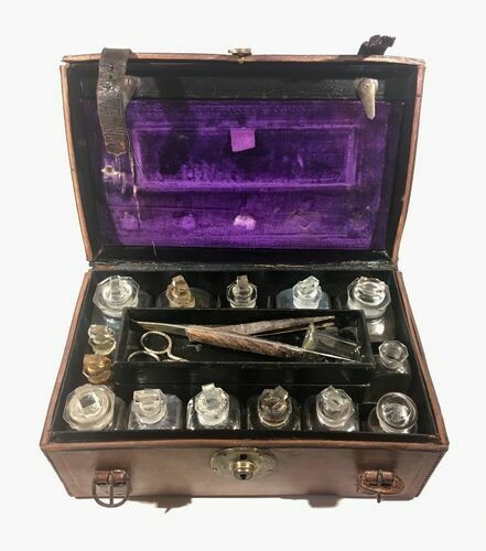 Antique Leather Apothecary Case