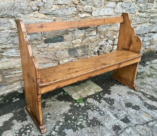 Antique Stained Pine Church Pew 4ft
