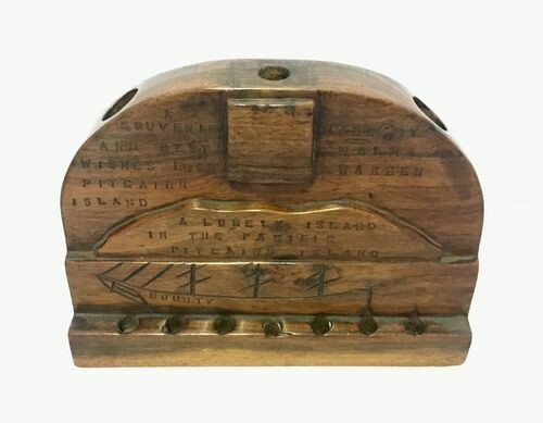 Antique Pitcairn Island Wooden Pipe Rack