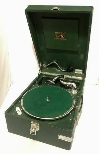 Vintage HMV 102 Deluxe Green Gramophone