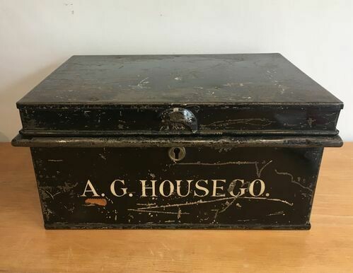 Antique Victorian Metal Deed Box