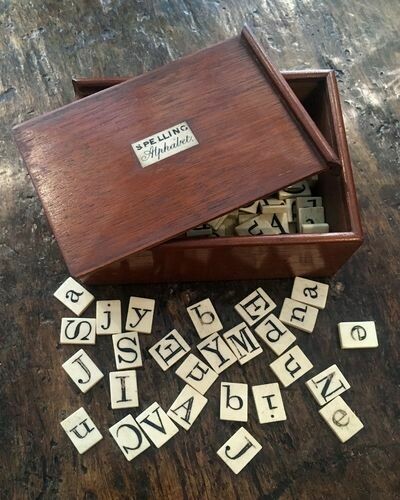 Antique Victorian Bone Spelling Alphabet Tiles