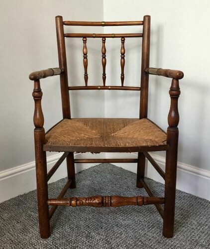 18th Century Elm and Brass Spindle Back Chair