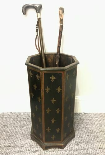 Antique Octagonal Painted Wooden Stick Stand