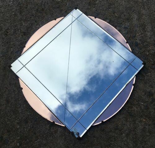 Original Art Deco Wall Mirror with Peach Glass