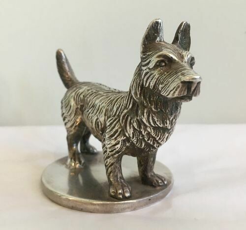 Vintage Chrome Dog Terrier Car Mascot