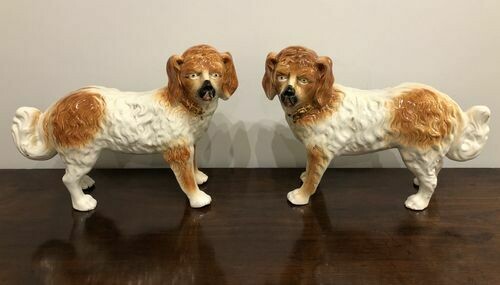 Pair of Antique Standing Staffordshire Dogs