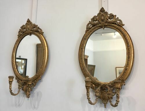 Pair of Antique Victorian Gilt Girandole Mirrors