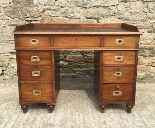 Antique Mahogany Military Campaign Desk