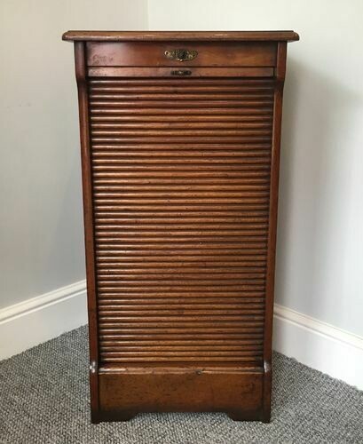Antique Mahogany Tambour Front Filing Cabinet