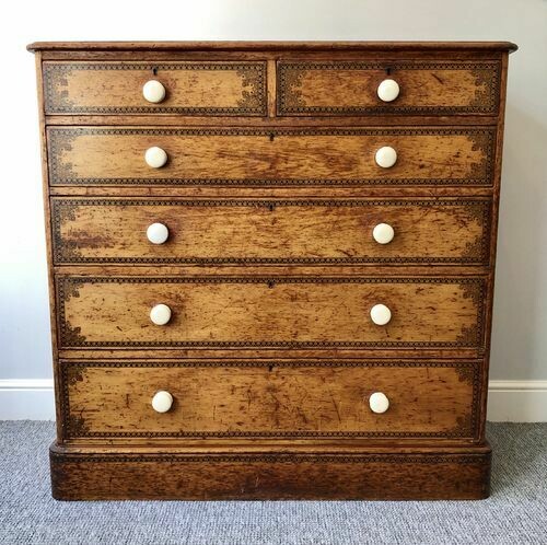 Large Victorian Painted Pine Chest of Drawers