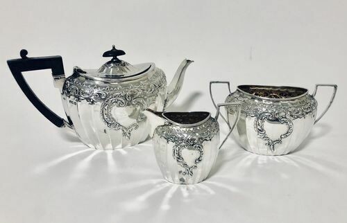 Antique Edwardian 3 Piece Silver Tea Set