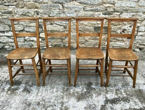 Set of 4 Antique Chapel Chairs