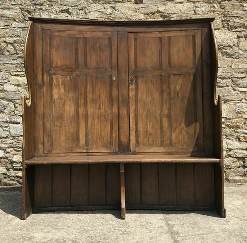 Large Antique Westcountry Pine Bacon Settle