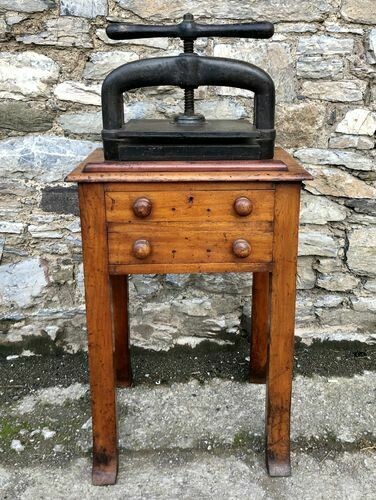 Antique Book Press on Original Table