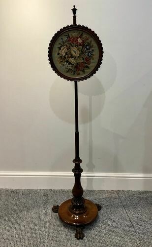 Antique Regency Rosewood Pole Fire Screen