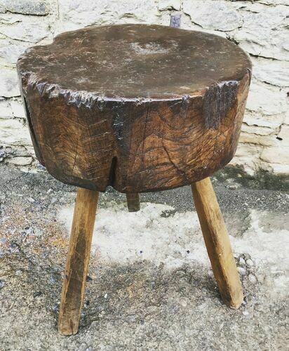 Primitive Antique French Butchers Block