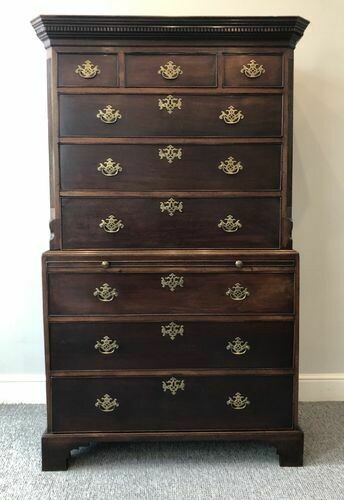 Georgian Mahogany Chest on Chest with Brushing Slide