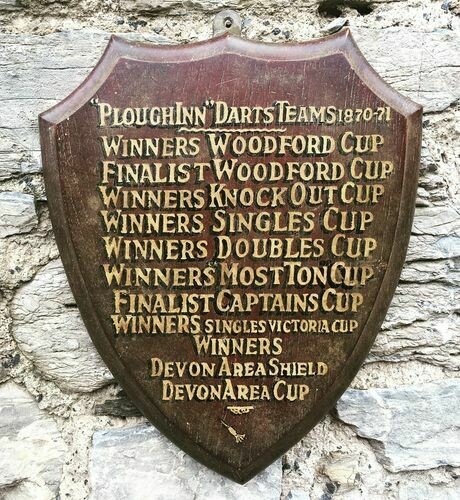 Antique 1870 Plough Inn Darts Trophy