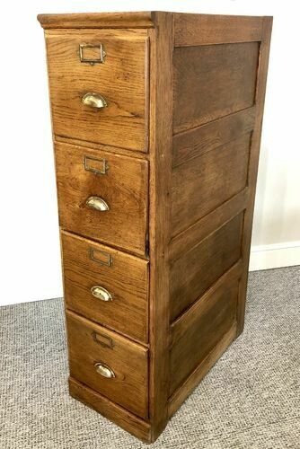 Antique Oak Four Drawer Filing Cabinet