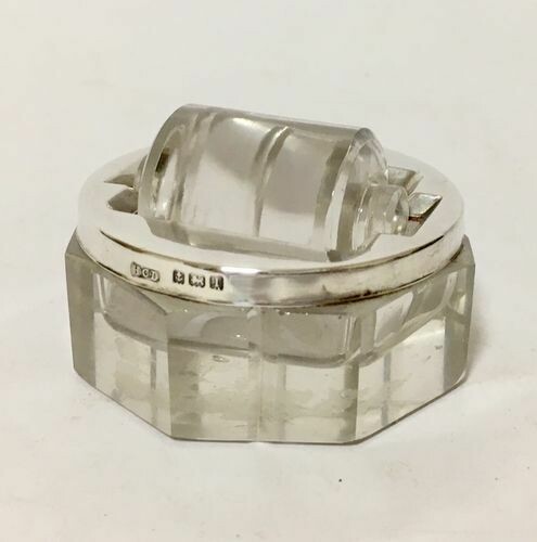 Antique Silver and Glass Stamp Roller Wetter