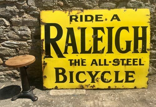 Antique Vintage Raleigh Bicycle Enamel Sign