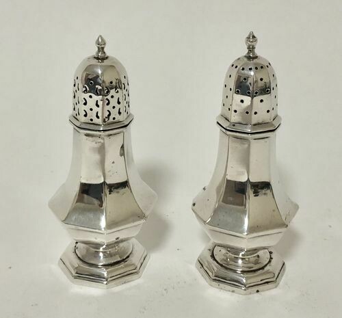 Antique 1907 Silver Salt and Pepper Shakers