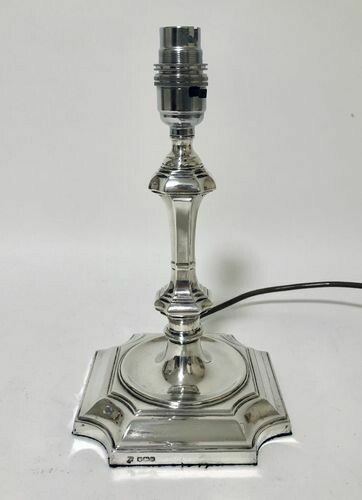 Antique Sterling Silver Candlestick Table Lamp