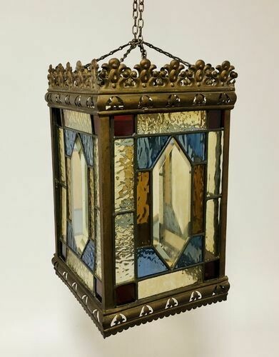Victorian Leaded Glass Hall Lantern