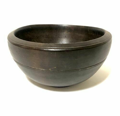 Large Antique Turned Wood Bowl